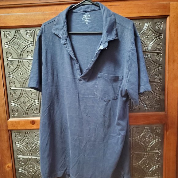 J Crew S/S Faded Navy Blue Open Neck XL - Picture 1 of 2